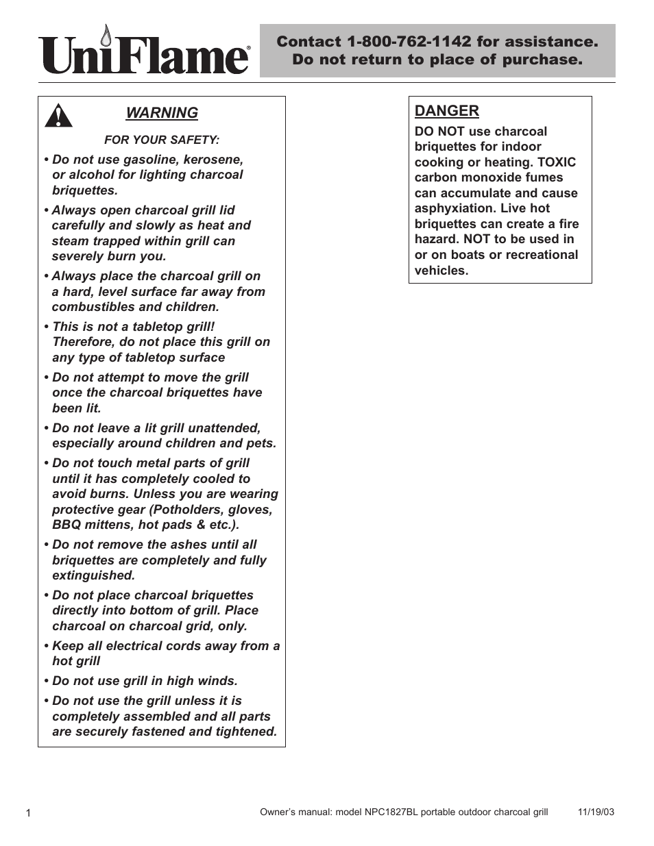 Blue Rhino UniFlame NPC1827BL User Manual | Page 2 / 26