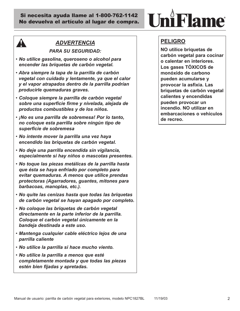 Blue Rhino UniFlame NPC1827BL User Manual | Page 3 / 26