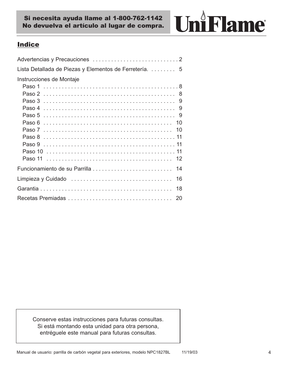 Blue Rhino UniFlame NPC1827BL User Manual | Page 5 / 26