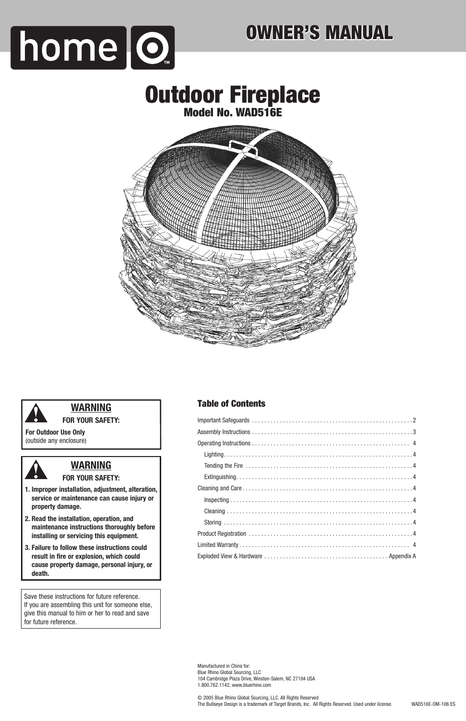 Blue Rhino WAD516E User Manual | 10 pages