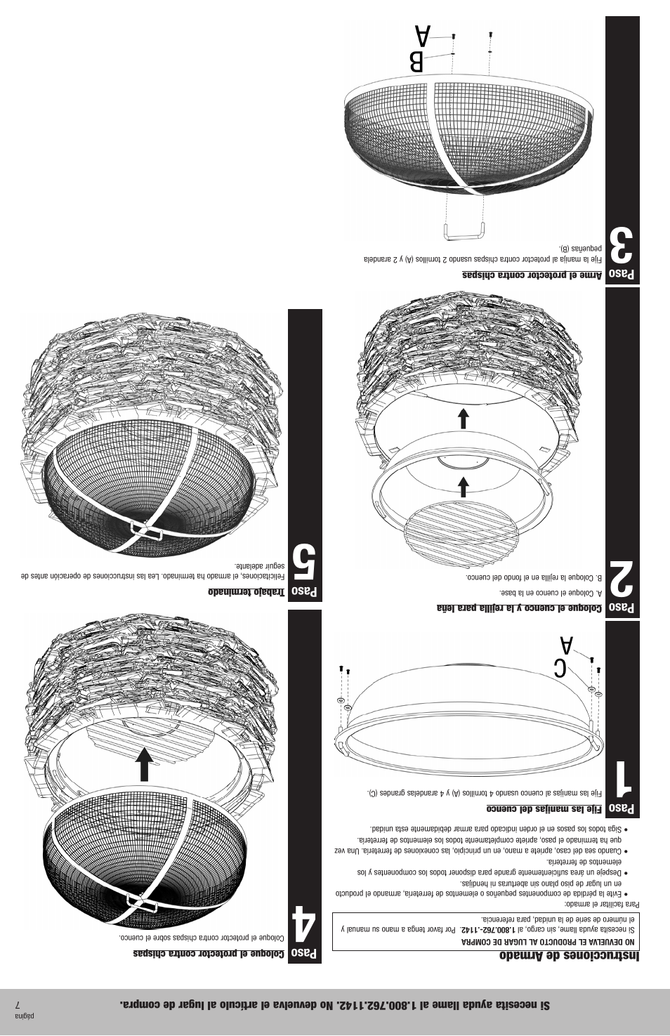 Instrucciones de armado, Paso | Blue Rhino WAD516E User Manual | Page 8 / 10