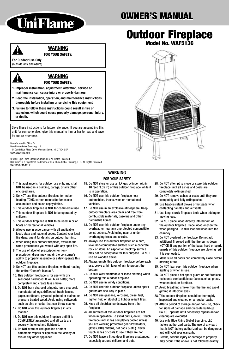 Blue Rhino WAF513C User Manual | 4 pages