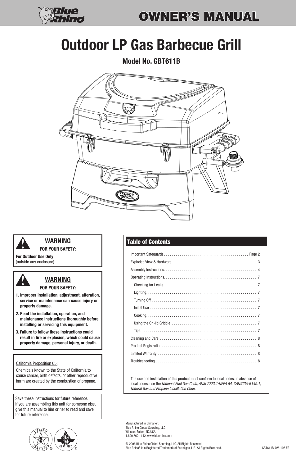 Blue Rhino GBT611B User Manual | 16 pages