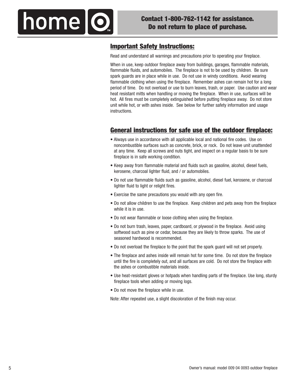 Important safety instructions | Blue Rhino 009 04 0093 User Manual | Page 6 / 20