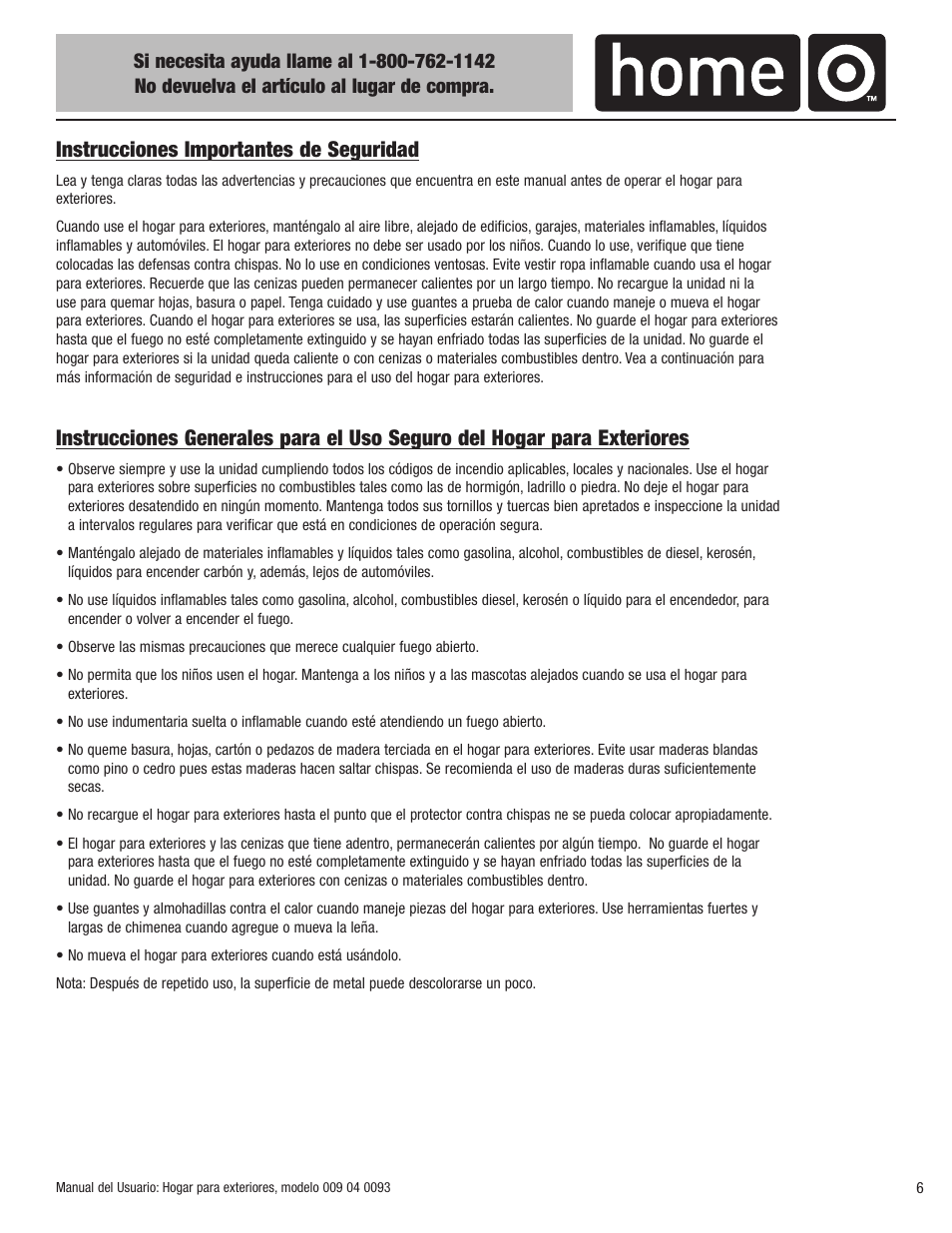 Instrucciones importantes de seguridad | Blue Rhino 009 04 0093 User Manual | Page 7 / 20