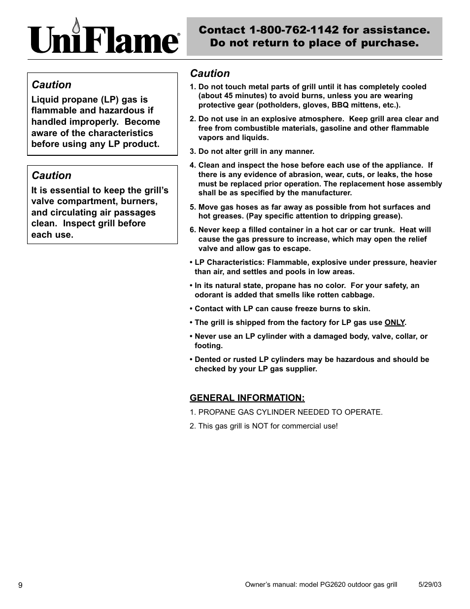 Caution | Blue Rhino PG2620 User Manual | Page 10 / 40