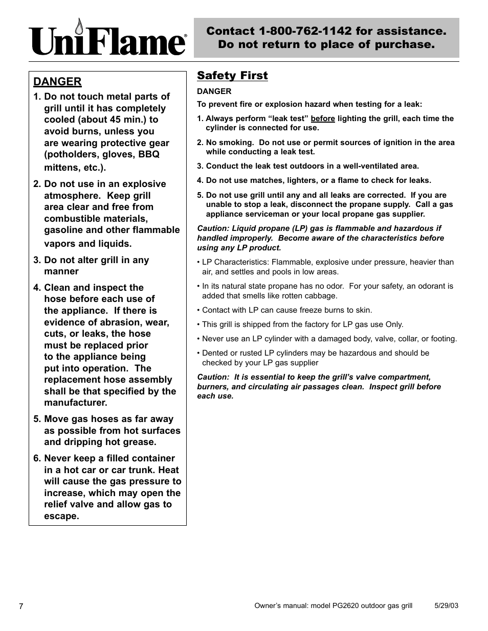 Safety first, Danger | Blue Rhino PG2620 User Manual | Page 8 / 40