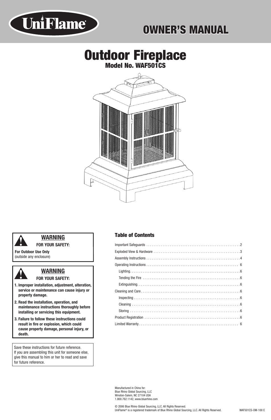 Blue Rhino WAF501CS User Manual | 6 pages