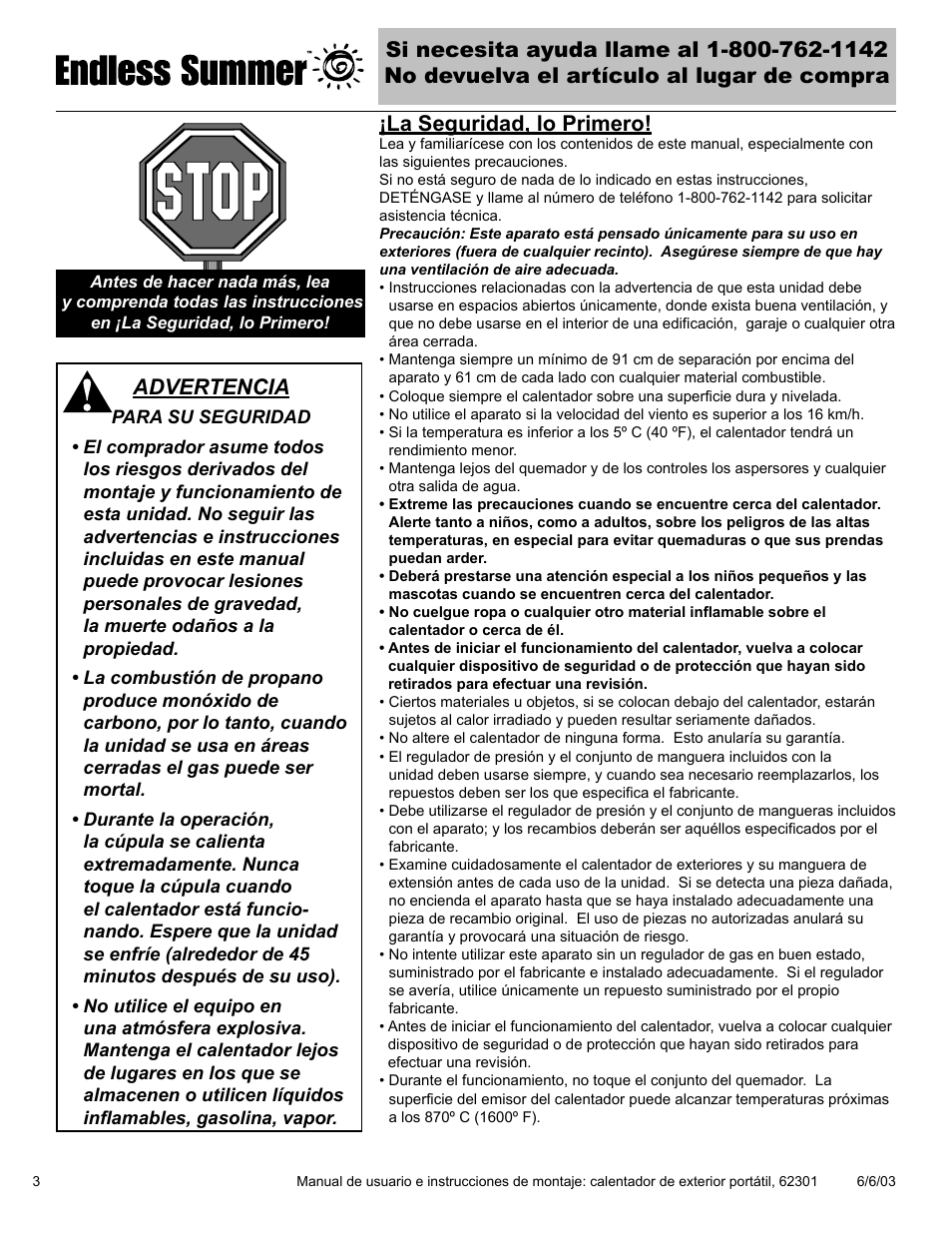 La seguridad, lo primero, Advertencia | Blue Rhino Endless Summer 62301 User Manual | Page 22 / 40