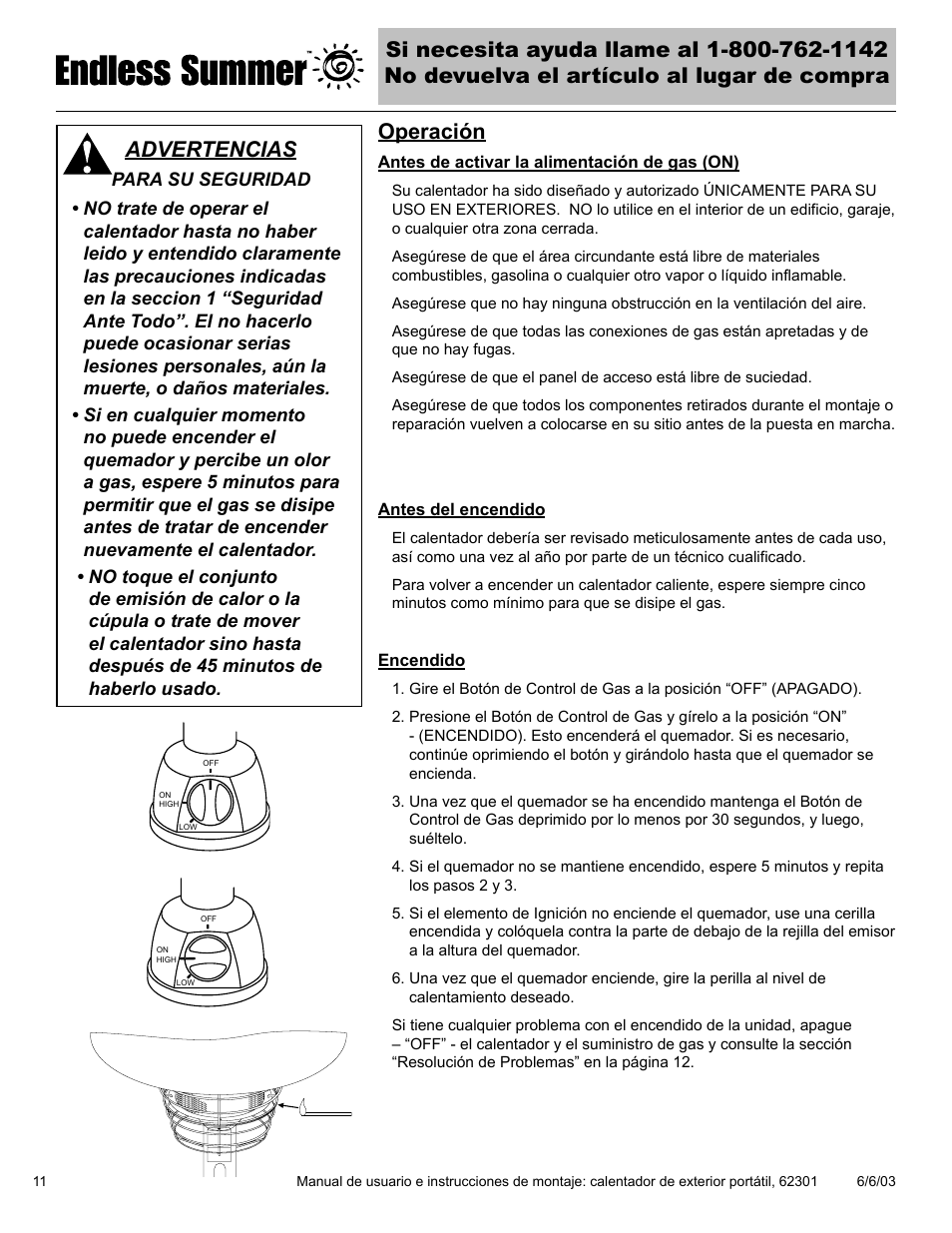 Operación, Advertencias | Blue Rhino Endless Summer 62301 User Manual | Page 30 / 40