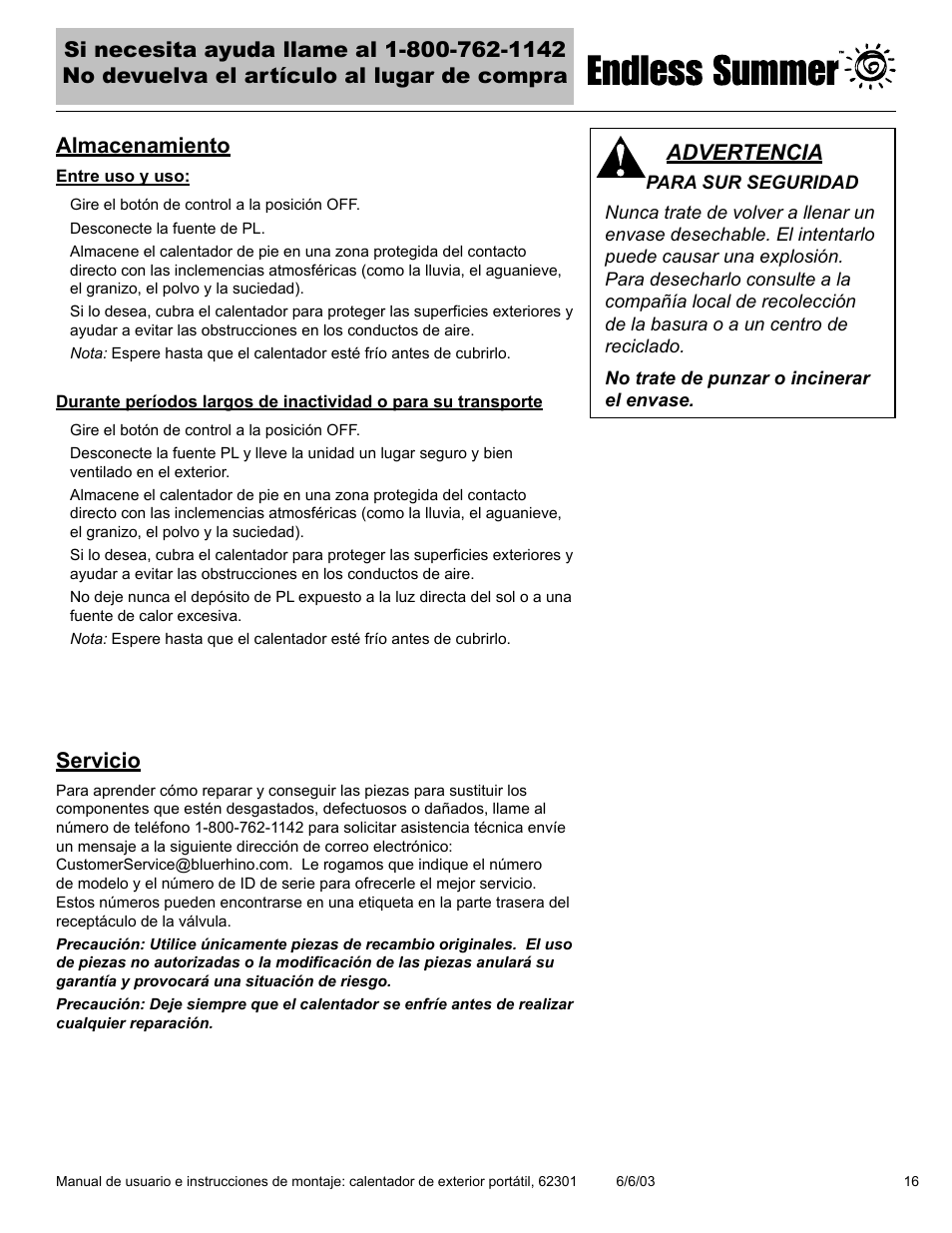 Blue Rhino Endless Summer 62301 User Manual | Page 35 / 40