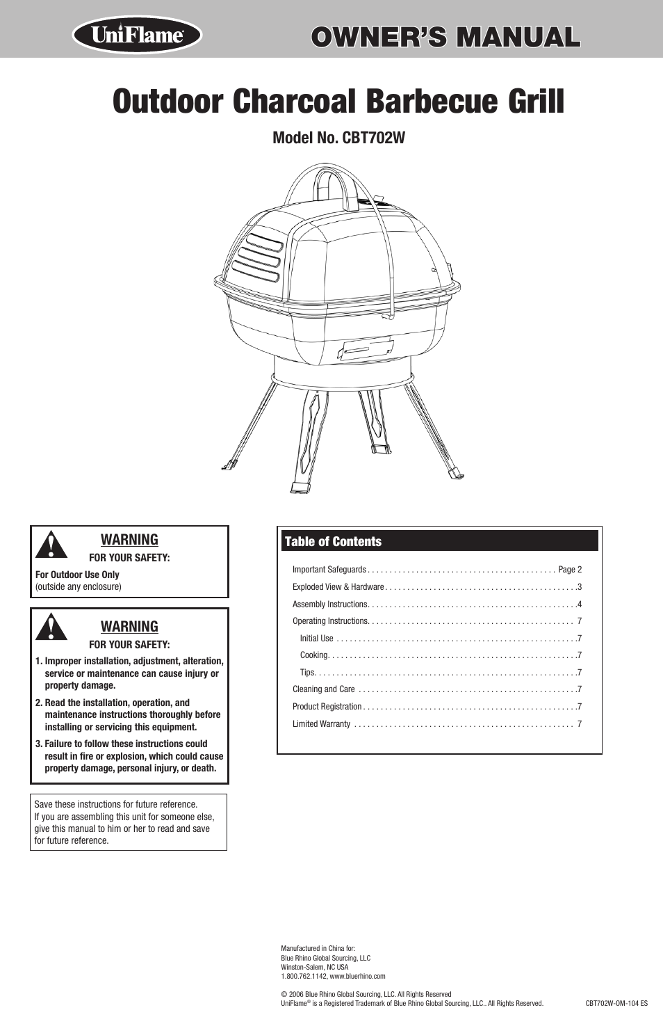 Blue Rhino CBT702W User Manual | 16 pages