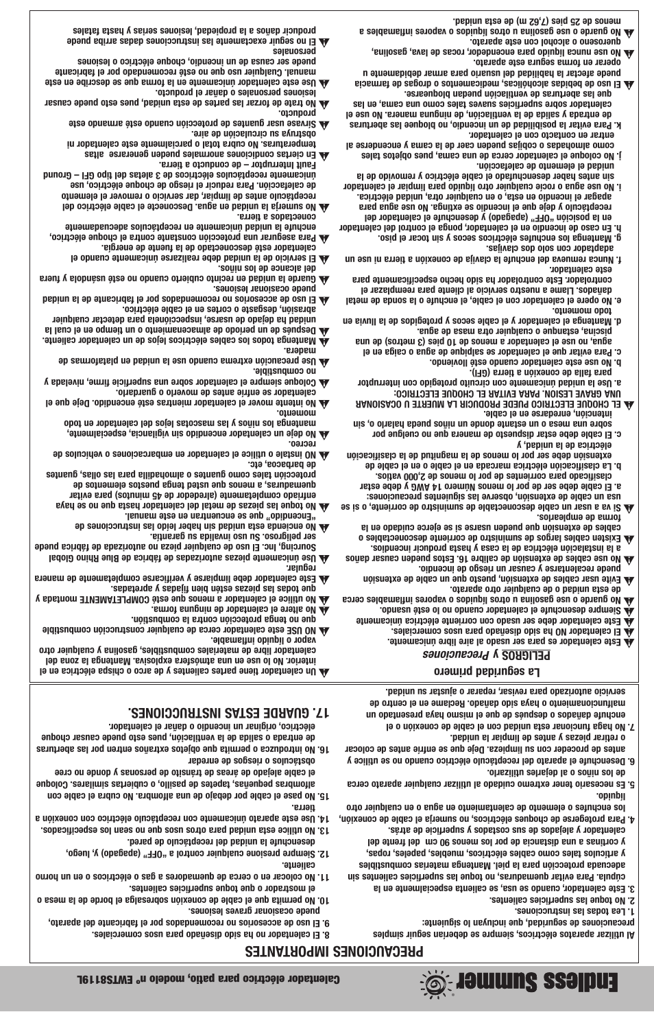 Precauciones importantes, Guarde estas instrucciones, La seguridad primero peligros y precauciones | Blue Rhino EWTS8119L User Manual | Page 11 / 12
