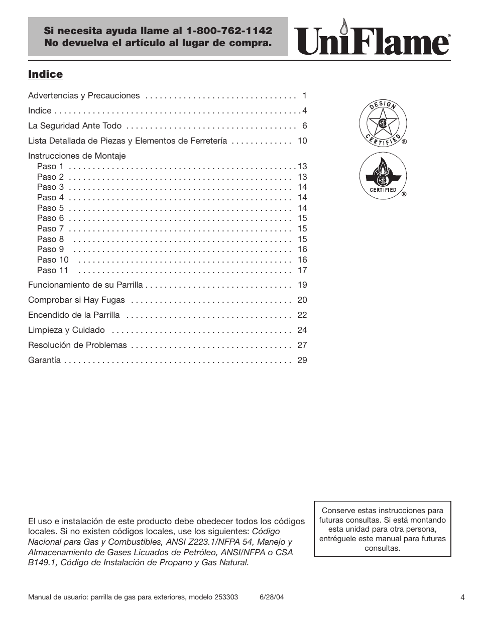 Indice | Blue Rhino 253303 User Manual | Page 5 / 32