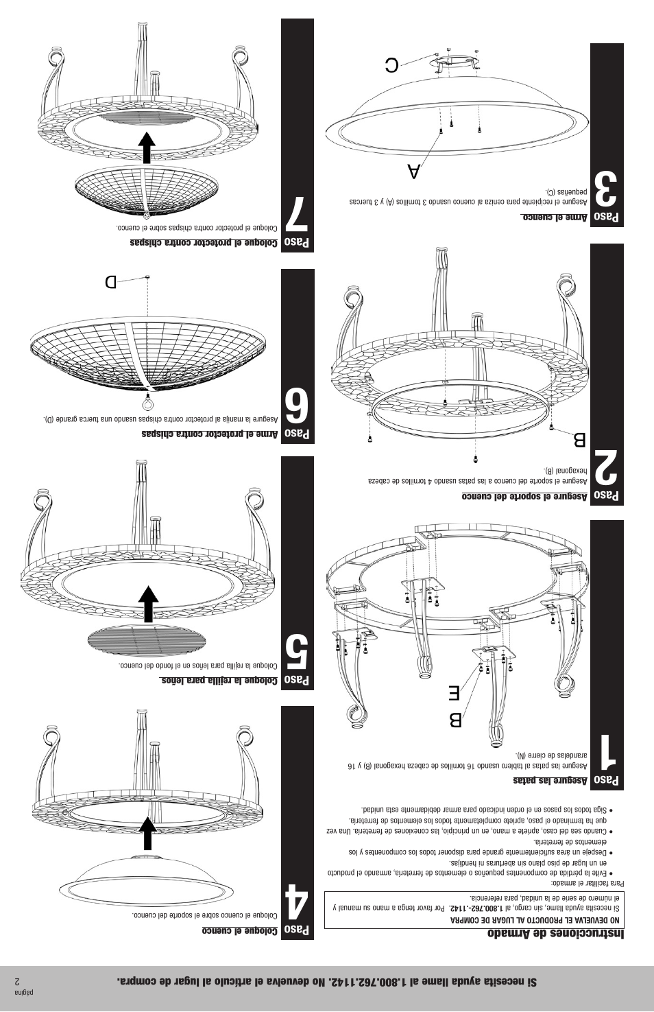 Paso, Instrucciones de armado | Blue Rhino WAF517A User Manual | Page 8 / 10