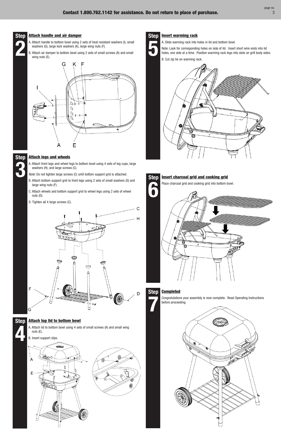 Blue Rhino Outdoor Charcoal Barbecue Grill NB1854WRT User Manual | Page 3 / 10