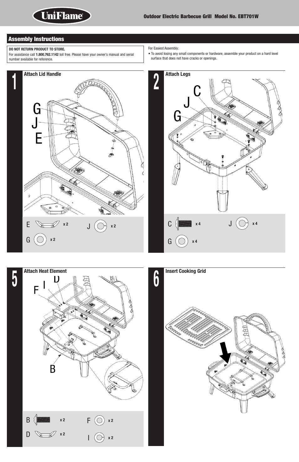 Blue Rhino Electric Grill EBT701W User Manual | Page 4 / 16