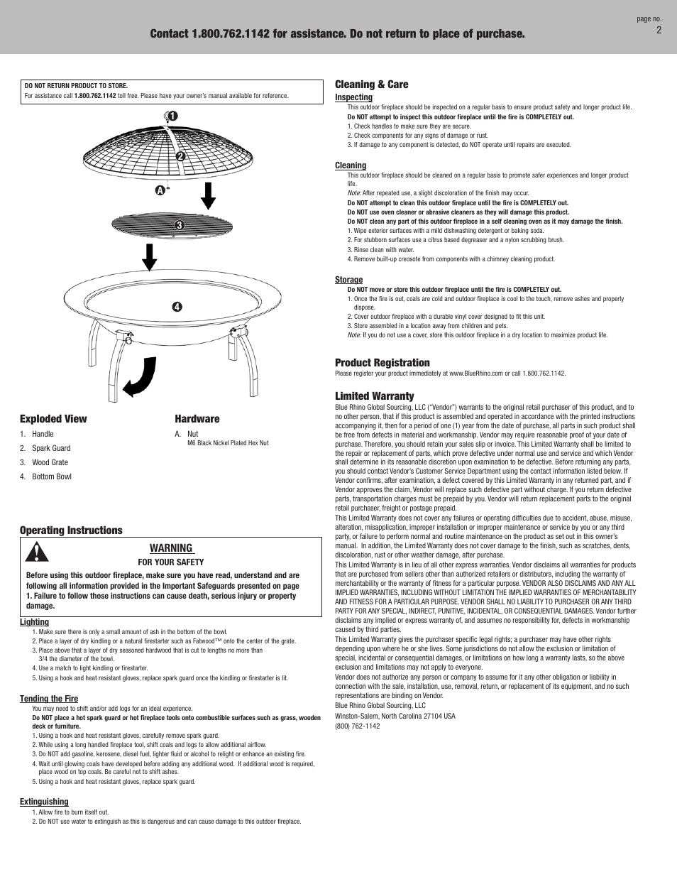 Blue Rhino WAD796SP User Manual | Page 2 / 2