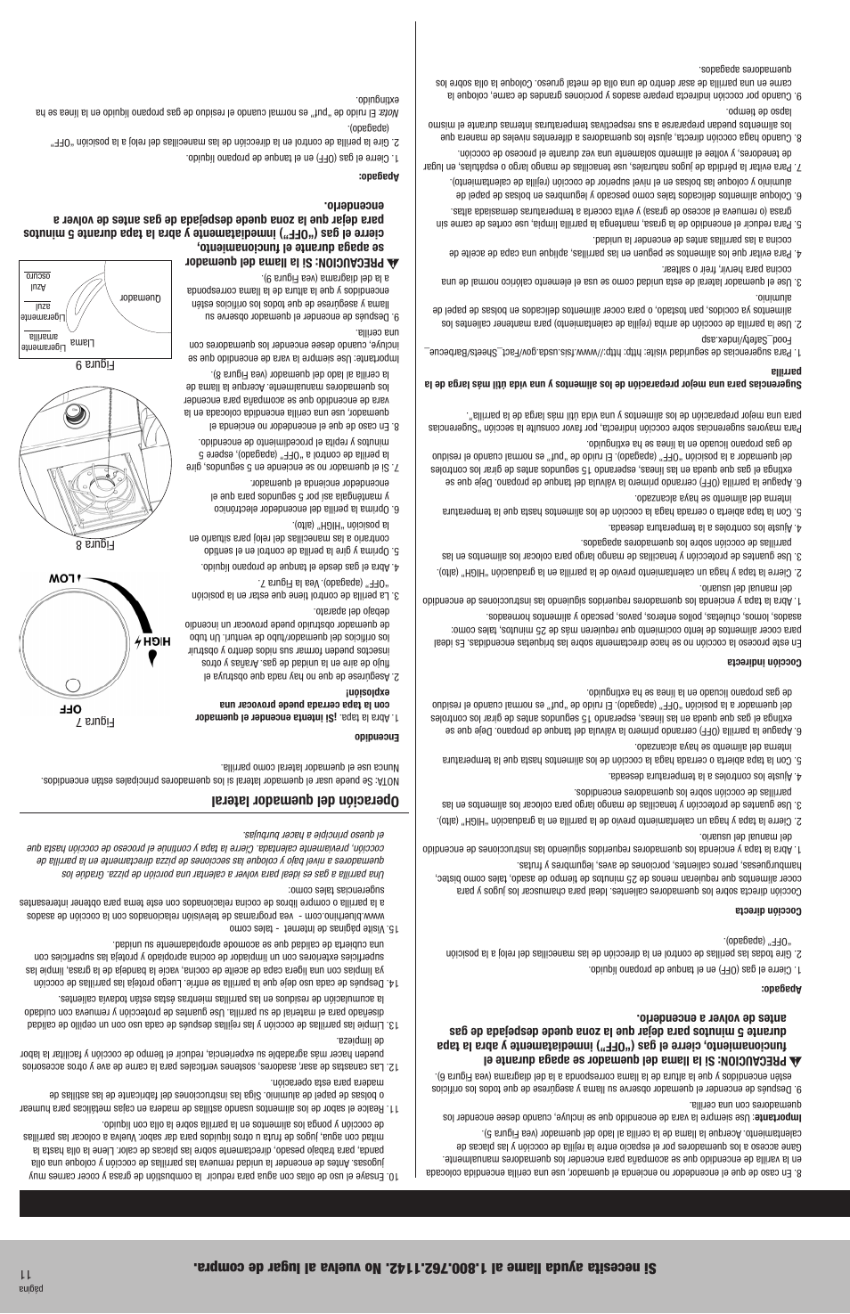 Operación del quemador lateral | Blue Rhino GBC850W-C User Manual | Page 18 / 28
