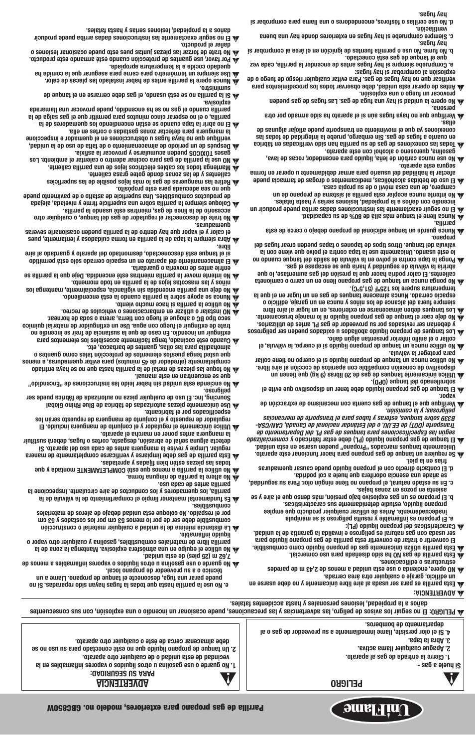 Peligro, Advertencia | Blue Rhino GBC850W-C User Manual | Page 27 / 28