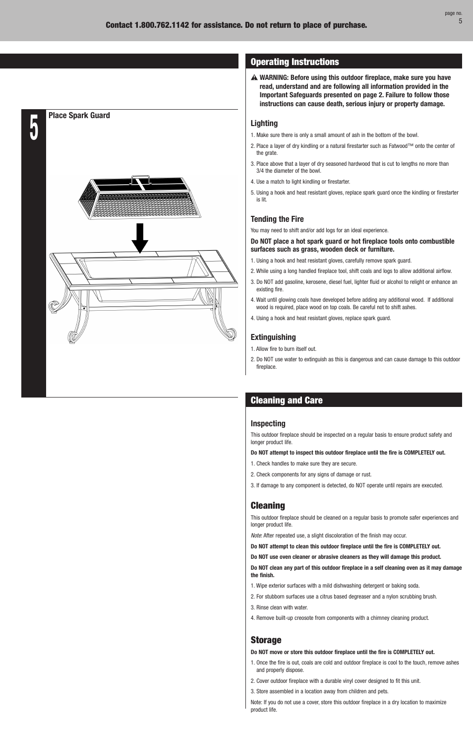 Assembly instructions, Cleaning and care, Cleaning | Storage, Operating instructions | Blue Rhino WAD794SPA User Manual | Page 5 / 8