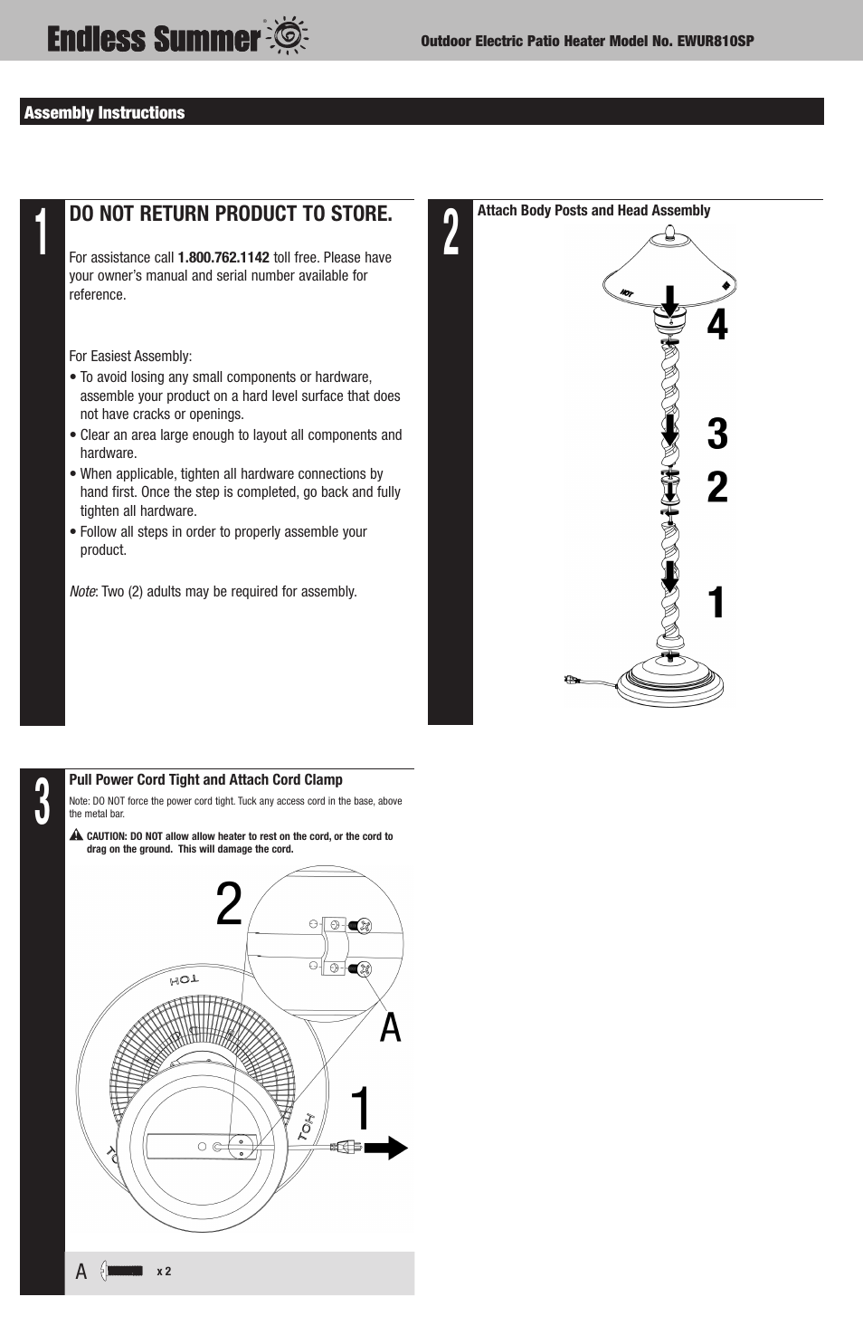 Blue Rhino Endless Summer EWUR810SP User Manual | Page 4 / 8