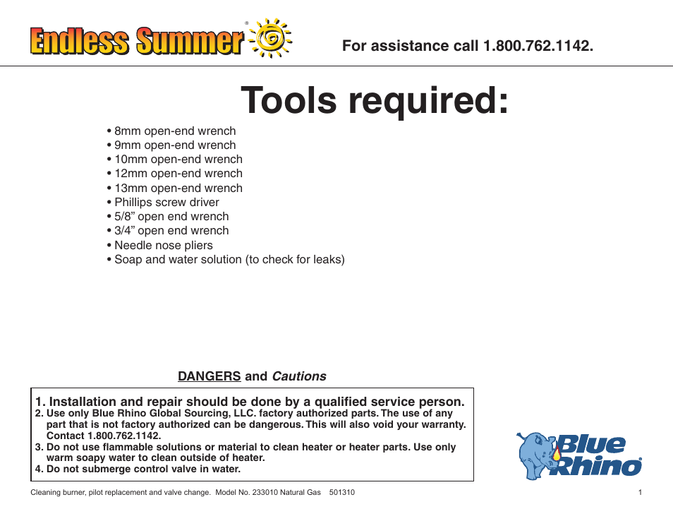 Tools required | Blue Rhino ENDLESS SUMMER 233010 User Manual | Page 2 / 27