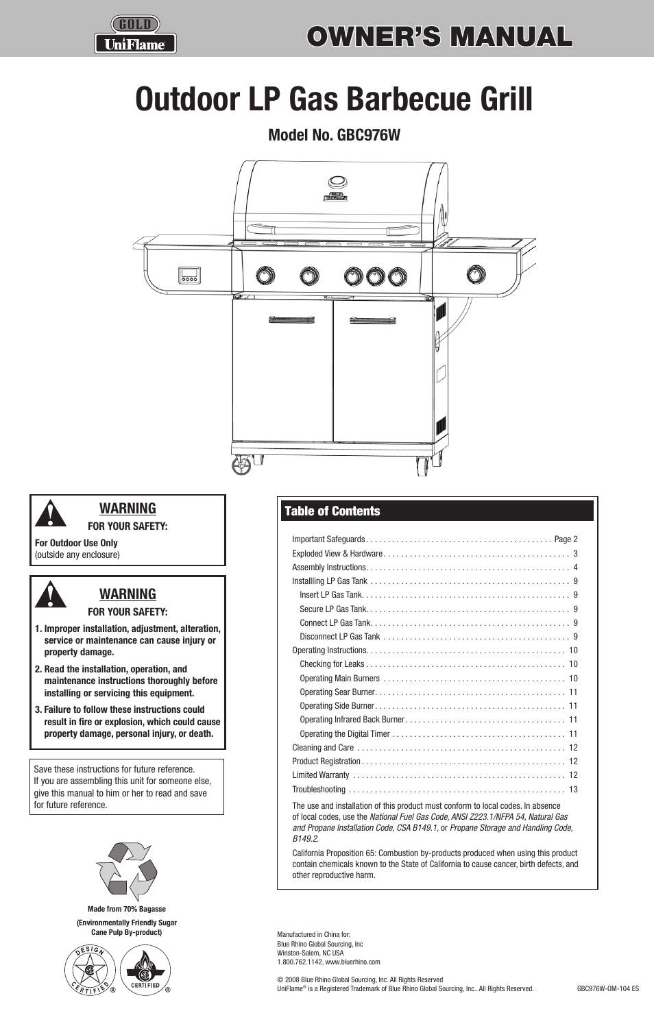 Blue Rhino GBC976W User Manual | 28 pages