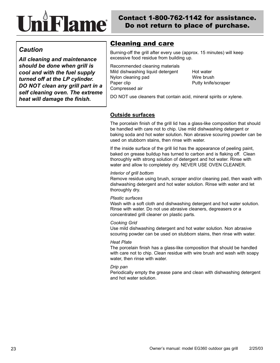 Cleaning and care | Blue Rhino EG360 User Manual | Page 24 / 40