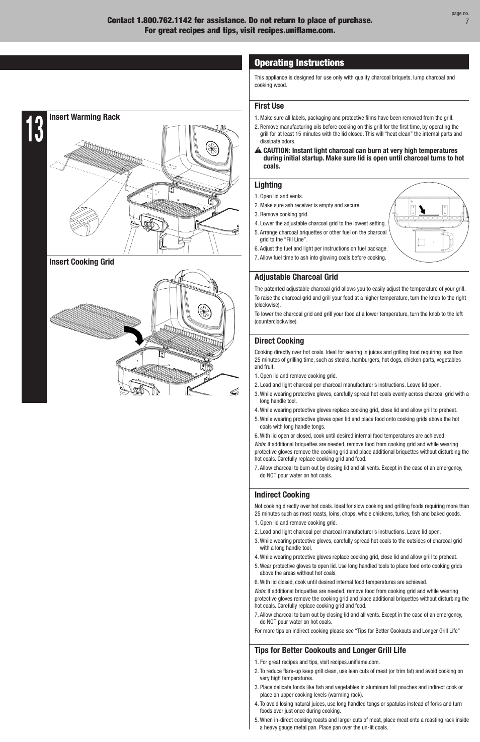 Assembly instructions (continued), Operating instructions | Blue Rhino CBC930W User Manual | Page 7 / 16