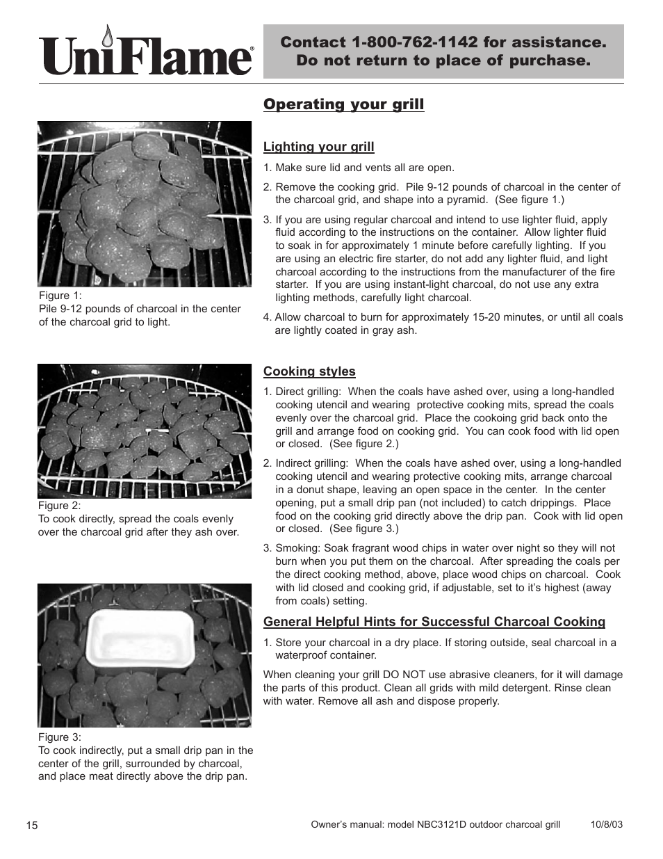 Operating your grill | Blue Rhino UniFlame NBC3121D User Manual | Page 16 / 28