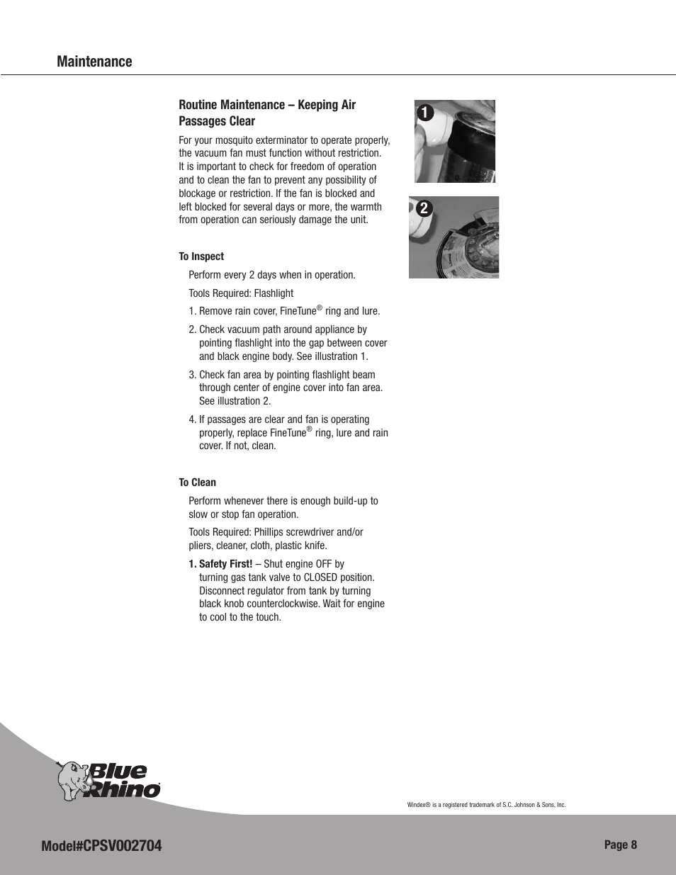 Maintenance, Model | Blue Rhino CPSV002704 User Manual | Page 10 / 16