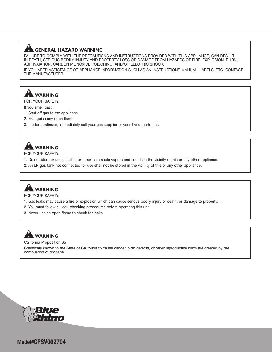Model | Blue Rhino CPSV002704 User Manual | Page 2 / 16