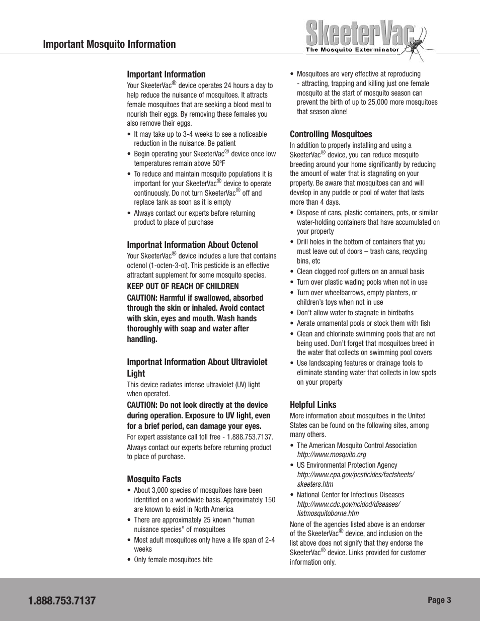 Important mosquito information, Model | Blue Rhino CPSV002704 User Manual | Page 5 / 16