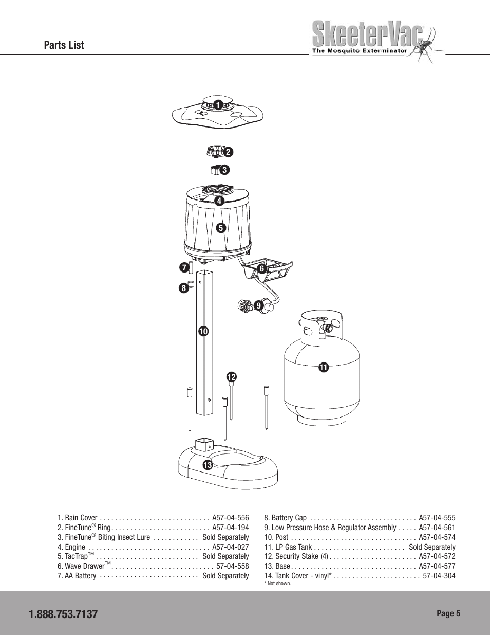 Parts list, Model | Blue Rhino CPSV002704 User Manual | Page 7 / 16