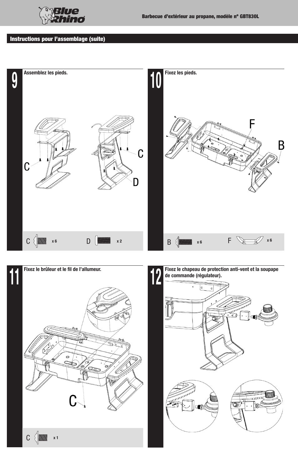 Blue Rhino Outdoor LP Gas Barbecue Grill GBT830L User Manual | Page 16 / 32