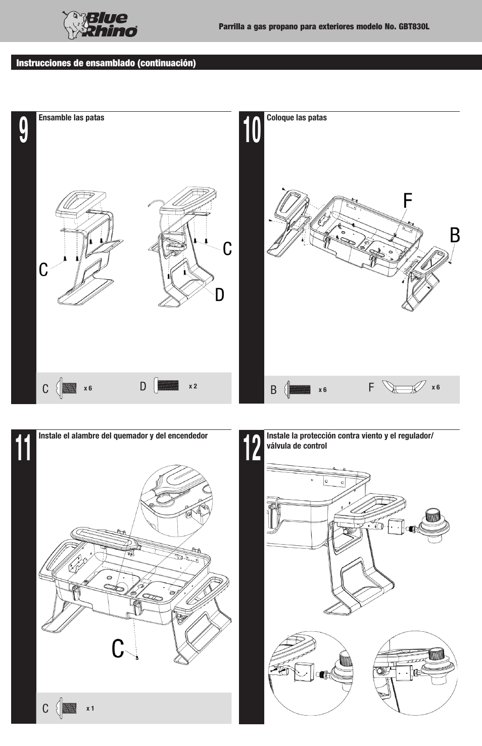 Blue Rhino Outdoor LP Gas Barbecue Grill GBT830L User Manual | Page 26 / 32