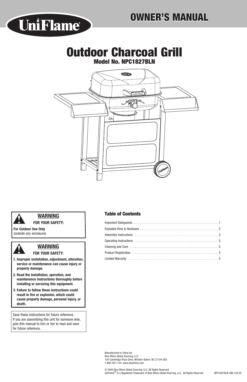 Blue Rhino NPC1827BLN User Manual | 12 pages