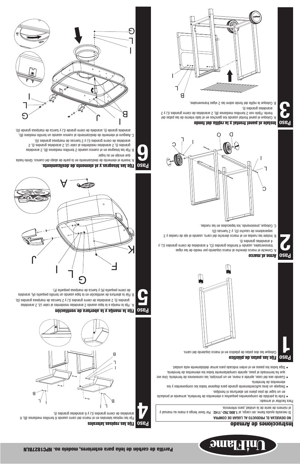 Paso, Bl i paso, Instrucciones de armado | Blue Rhino NPC1827BLN User Manual | Page 9 / 12