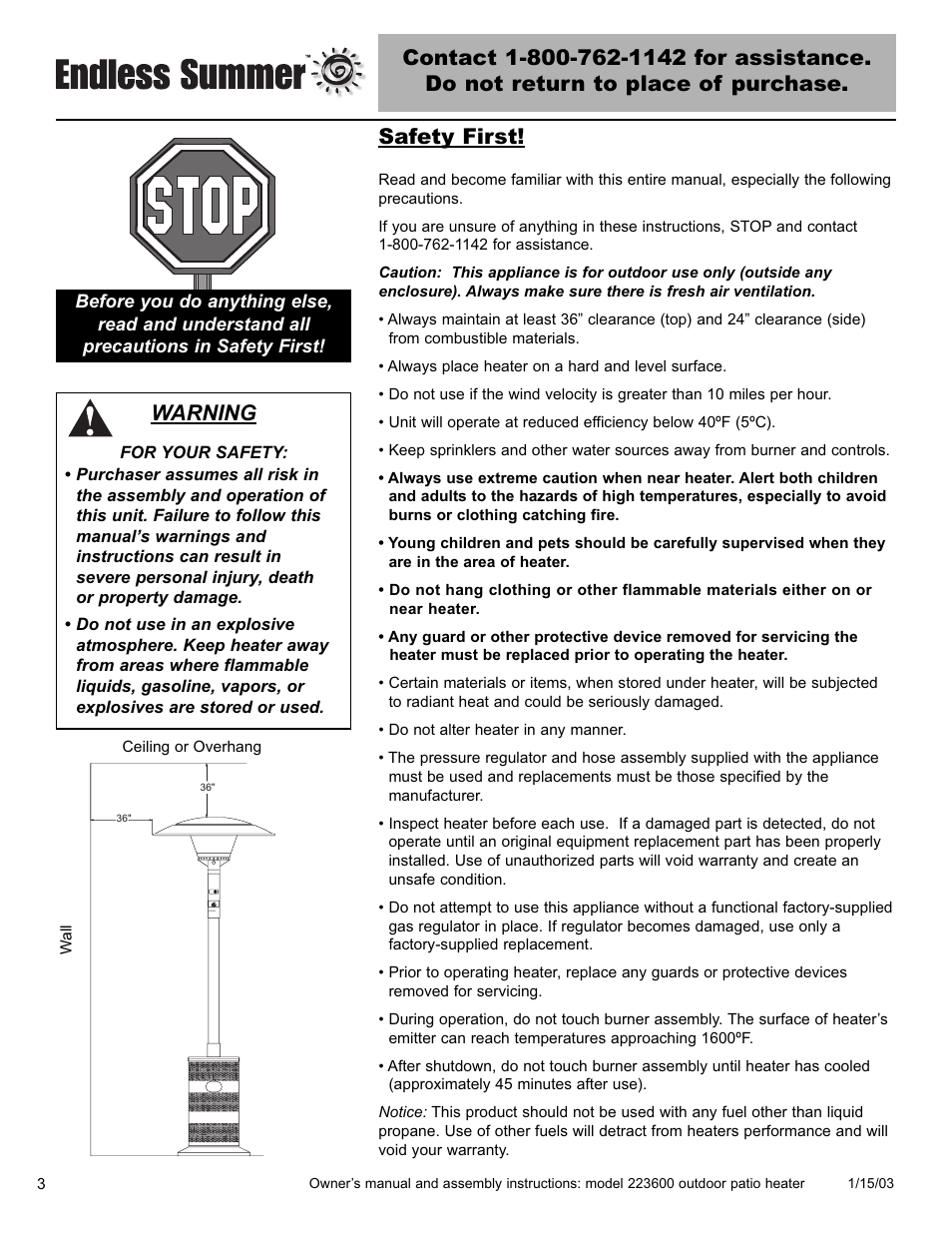 Warning | Blue Rhino 223600 User Manual | Page 4 / 44