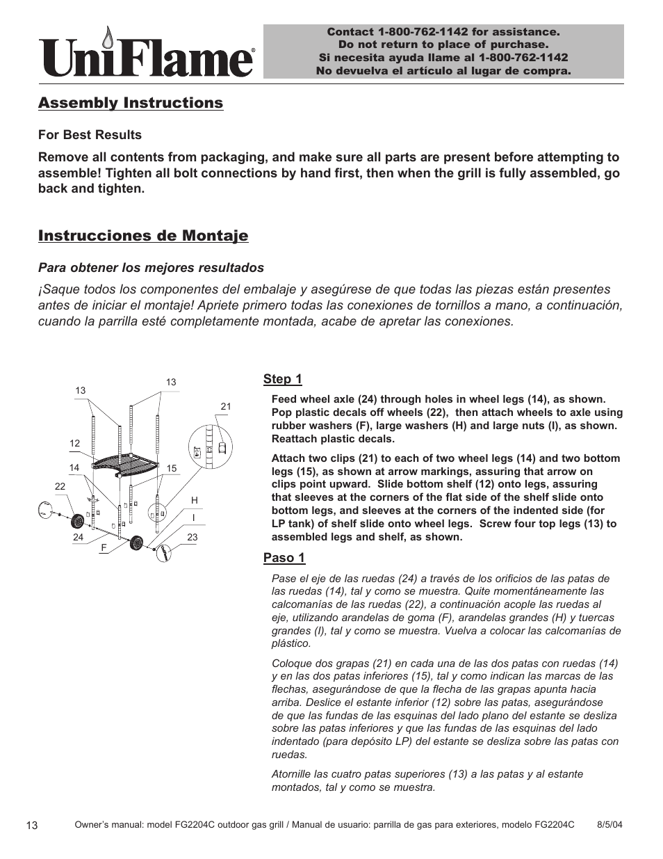 Assembly instructions, Instrucciones de montaje | Blue Rhino FG2204C User Manual | Page 14 / 40