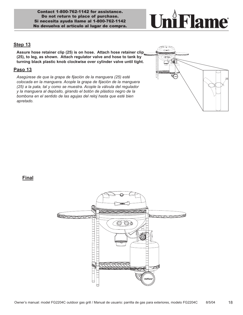 Final step 13, Paso 13 | Blue Rhino FG2204C User Manual | Page 19 / 40