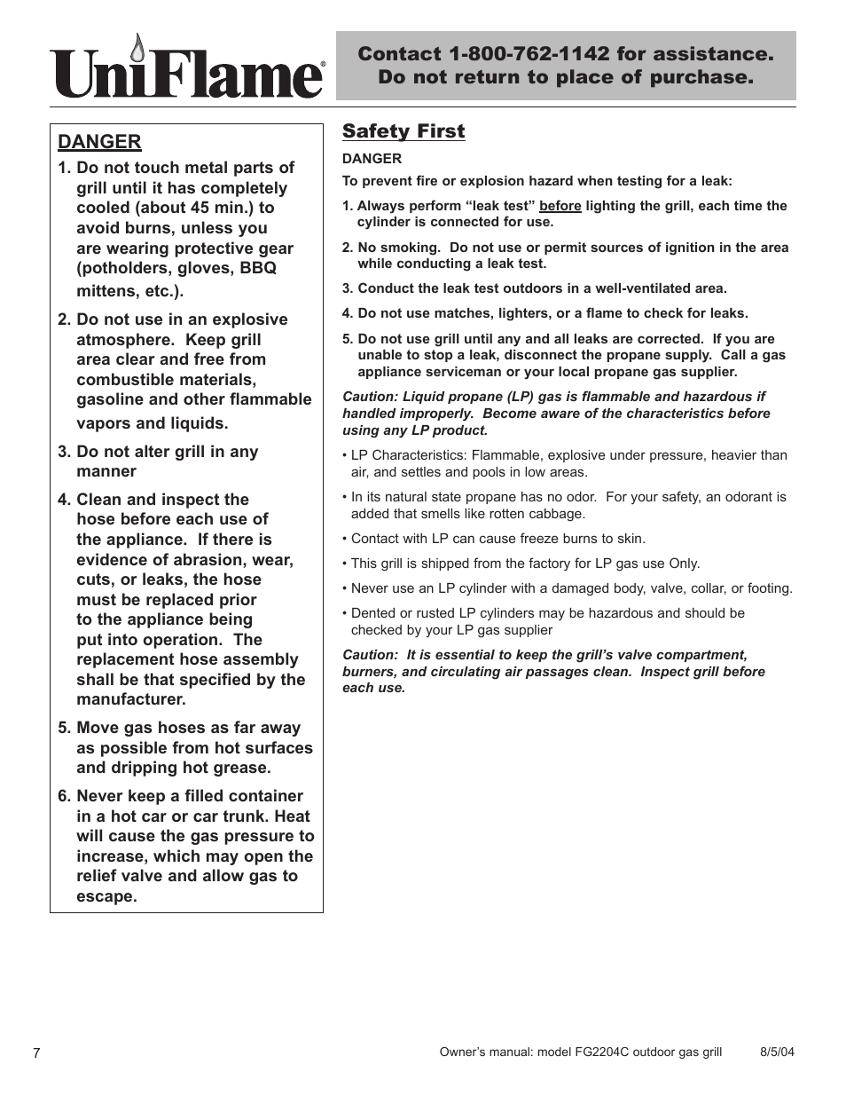 Safety first, Danger | Blue Rhino FG2204C User Manual | Page 8 / 40