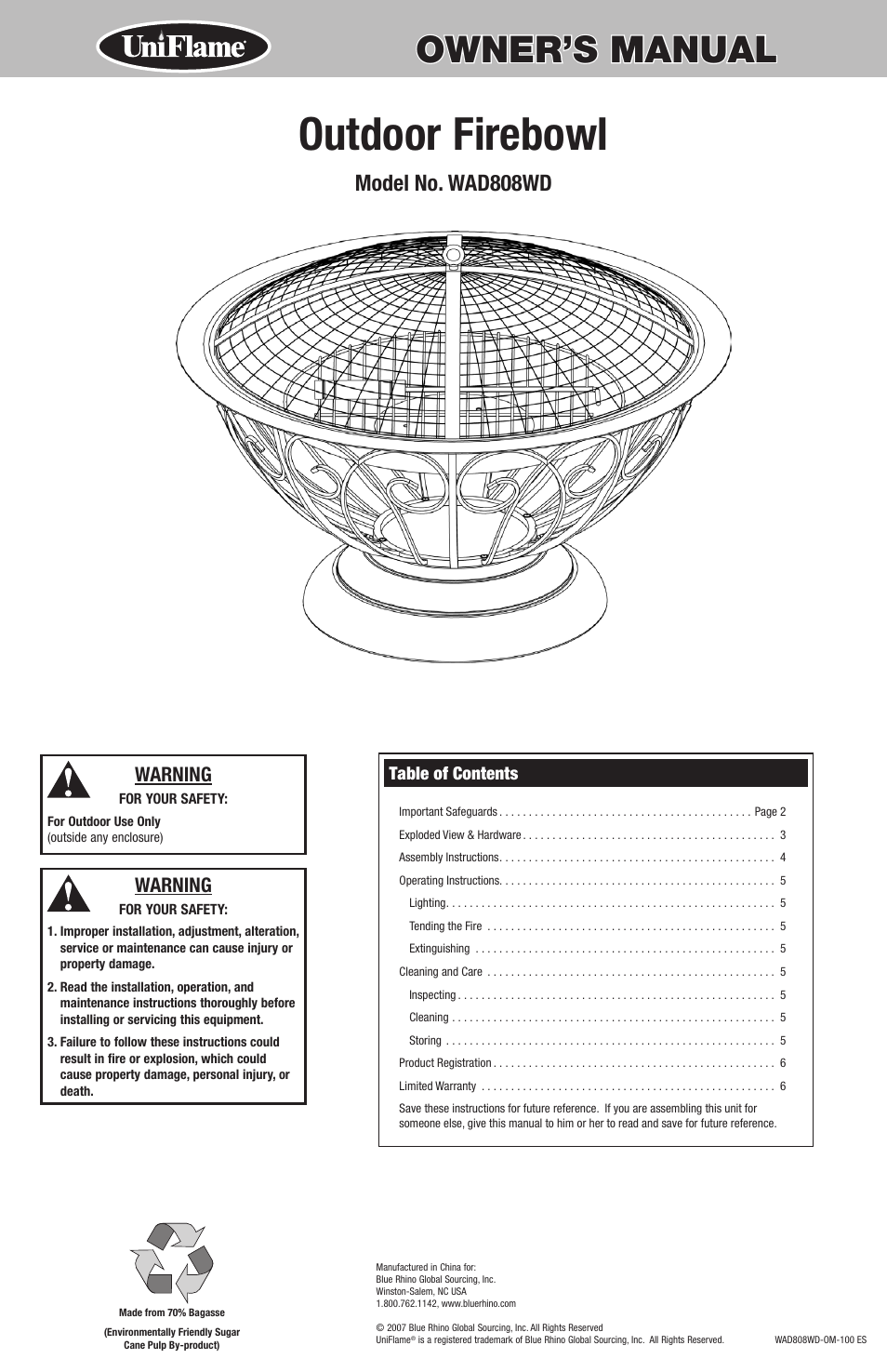 Blue Rhino WAD808WD User Manual | 12 pages