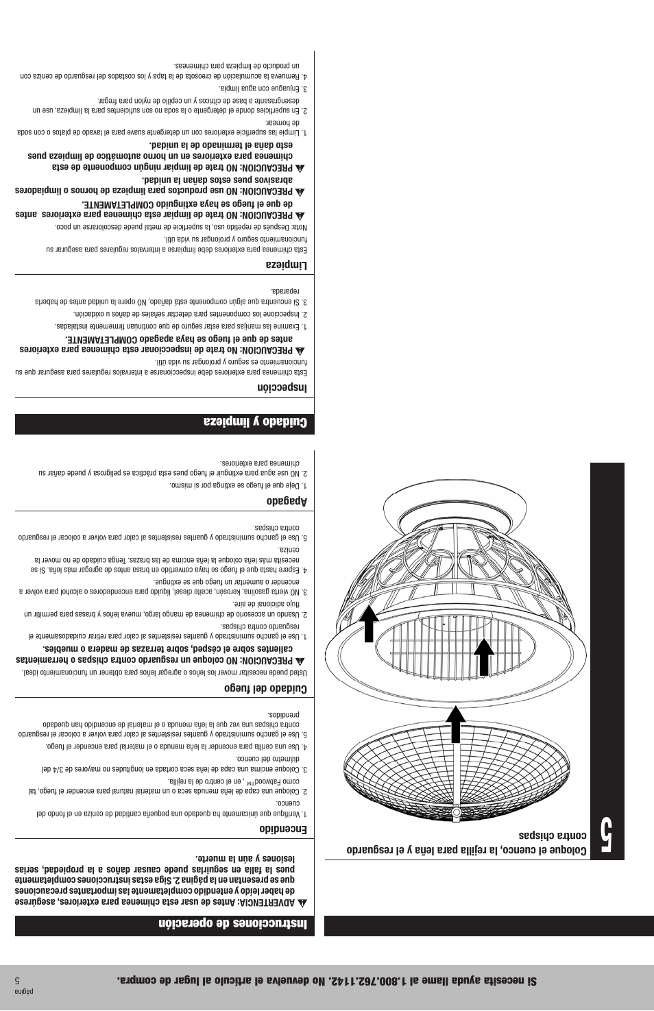 Cuidado y limpieza, Instrucciones de operación | Blue Rhino WAD808WD User Manual | Page 8 / 12