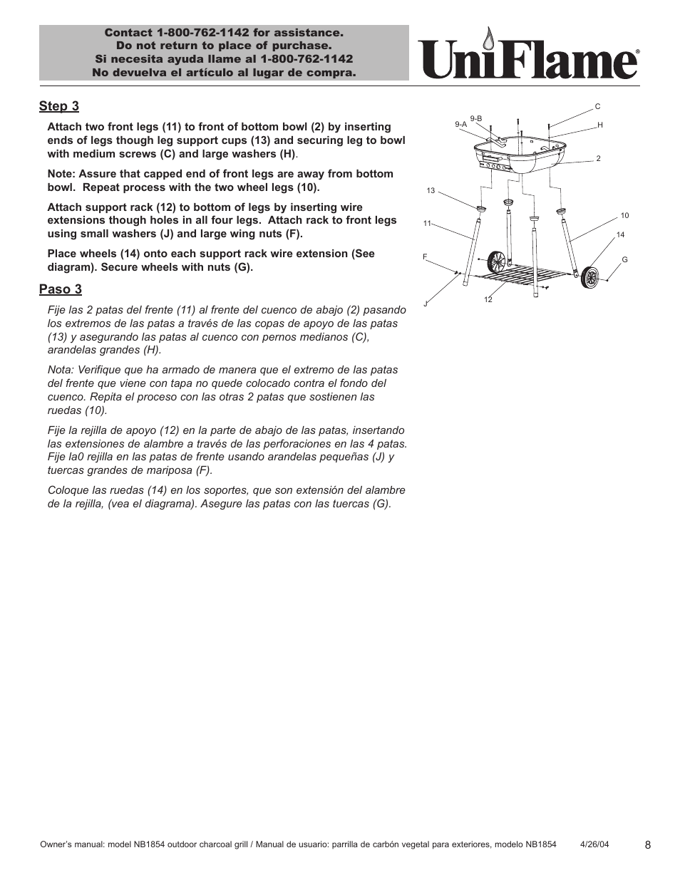 Step 3, Paso 3 | Blue Rhino NB1854 User Manual | Page 9 / 24