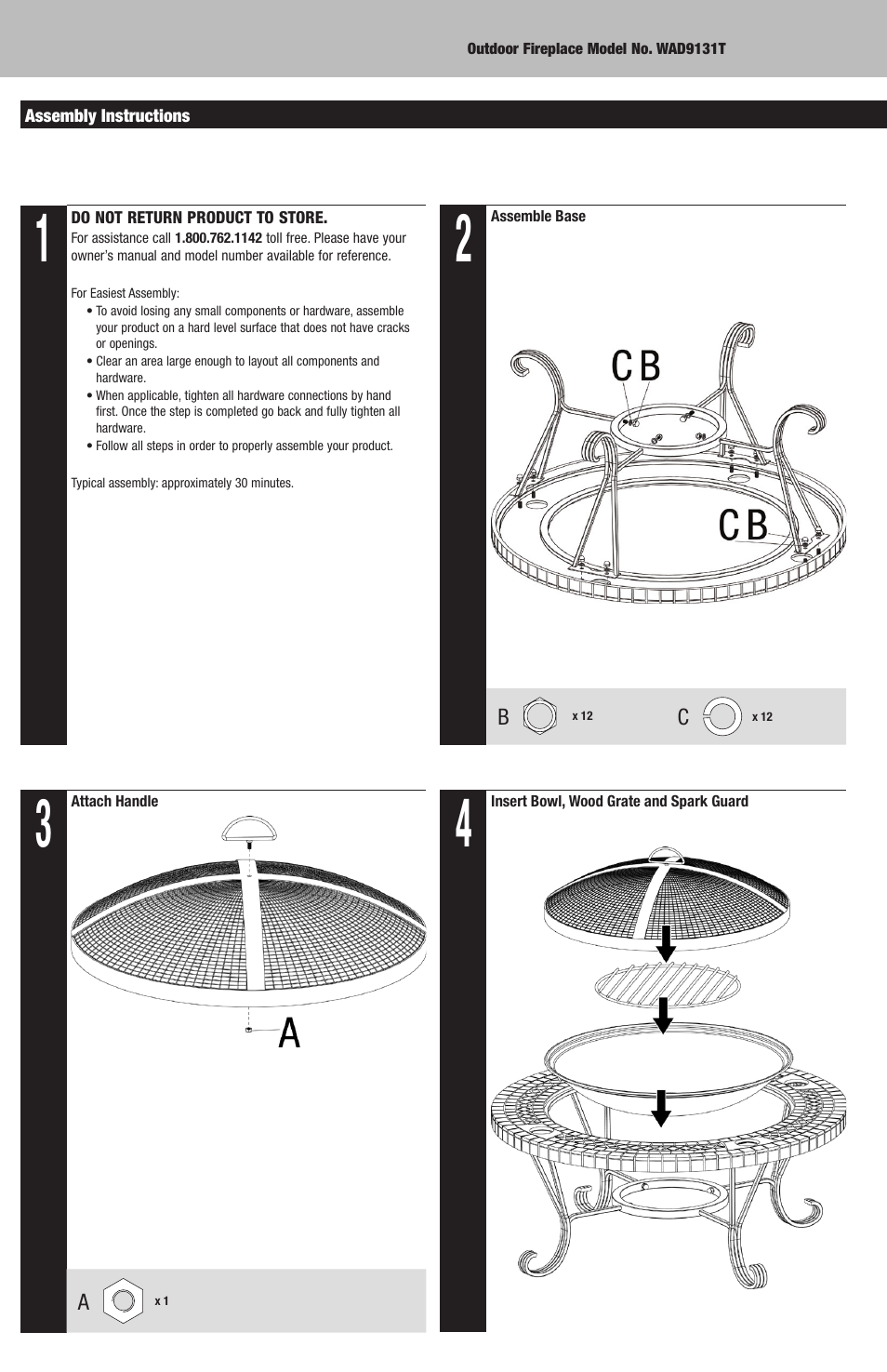 Blue Rhino WAD9131T User Manual | Page 4 / 12