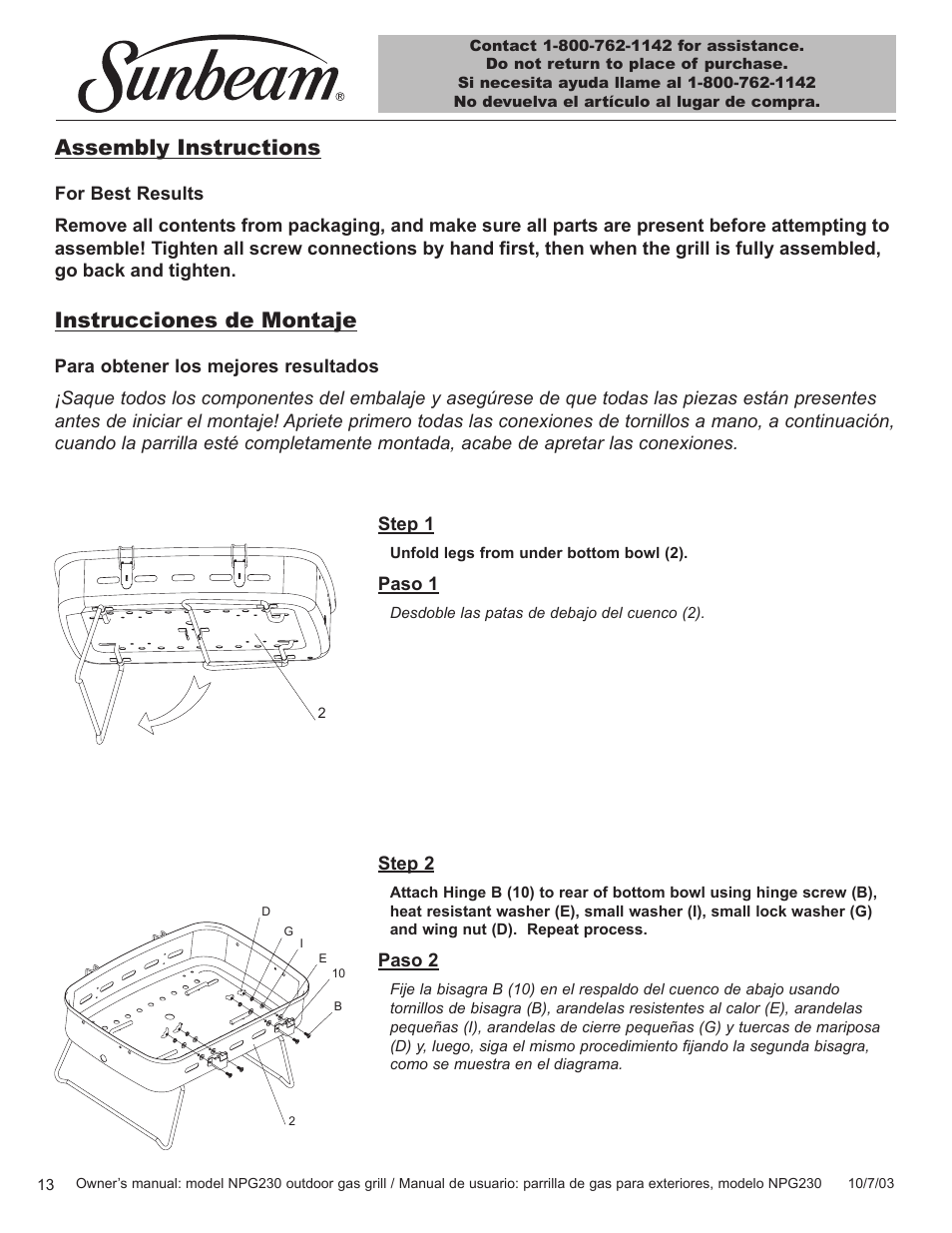 Assembly instructions, Instrucciones de montaje | Blue Rhino NPG230 User Manual | Page 14 / 36