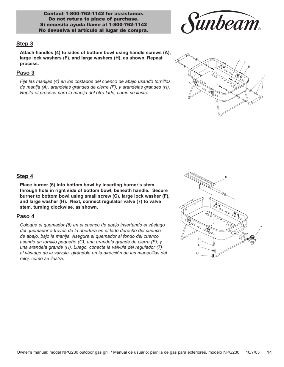 Step 3, Paso 3, Step 4 | Paso 4 | Blue Rhino NPG230 User Manual | Page 15 / 36