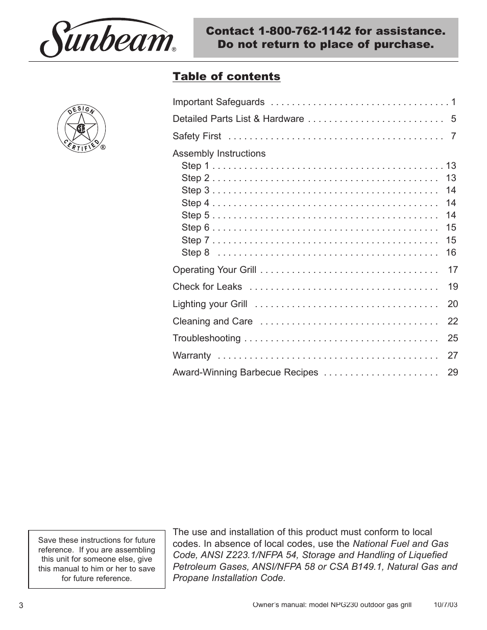 Blue Rhino NPG230 User Manual | Page 4 / 36